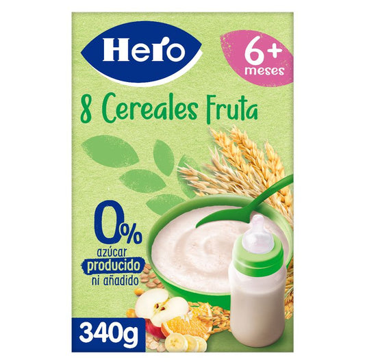 Hero Baby Papilla De Cereales  8 Cereales Con Fruta 340G