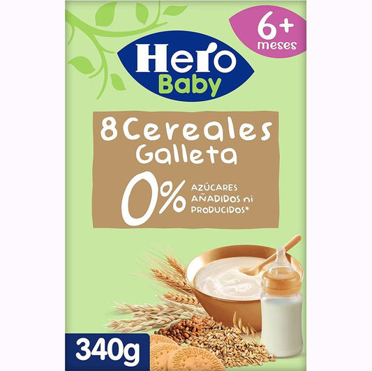 Hero Baby Papilla De Cereales  8 Cereales Con Galleta 340G