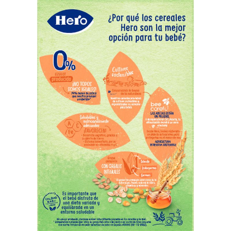 Hero Baby Papilla De Cereales 8 Cereales Con Miel 340G