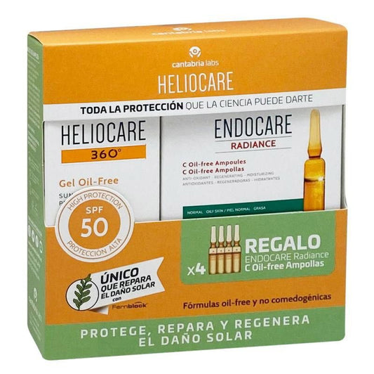 Pack Heliocare Gel Oil Free 50ml + 4 Ampollas Endocare C Oil Free