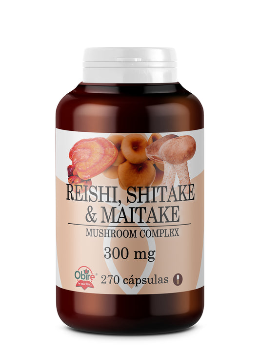 Obire  Gran Formato Reishi + Shitake + Maitake 300 Mg , 270 cápsulas
