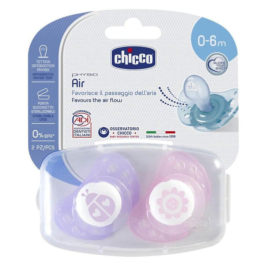 Chicco Pack 2 Chupetes Silicona Rosa Physio Air 0-6 Meses