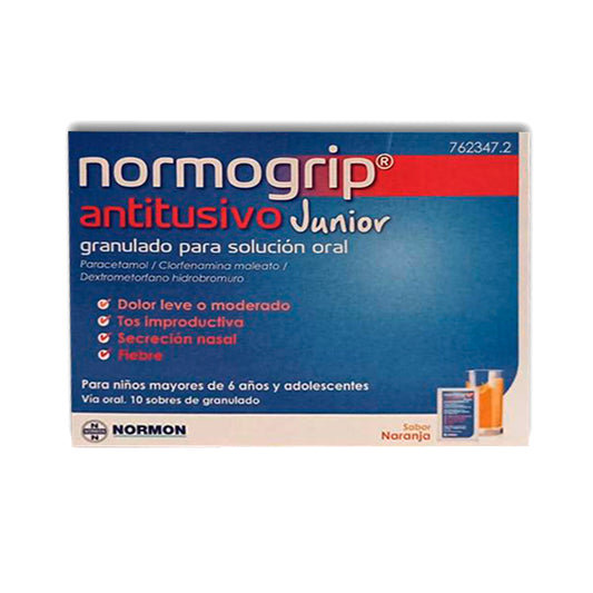 Normogrip Antitusivo Junior , 10 sobres granulado para solución oral