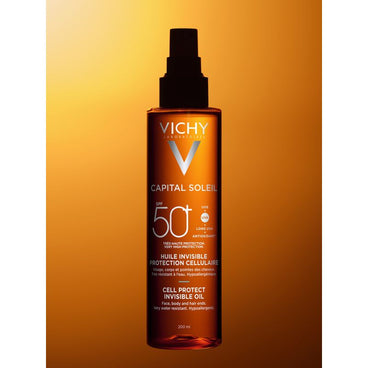 Vichy Capital Soleil Aceite Invisible Cell Protect Spf 50+ Fotoprotector, 200 ml
