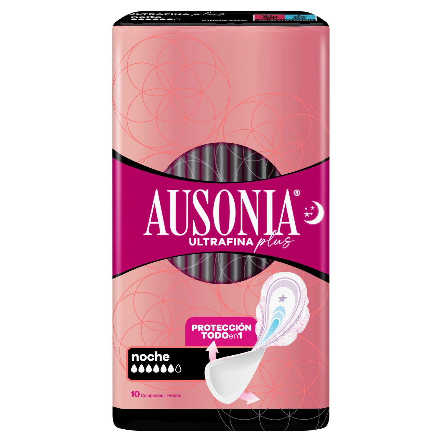 Ausonia Compresas Con Alas Ultrafina Plus Noche , 10 unidades