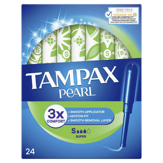 Tampax Pearl Super Tampones Con Aplicador , 24 unidades