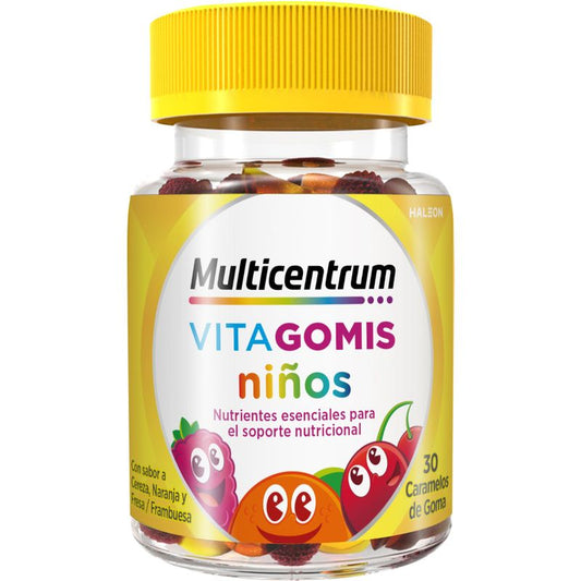Multicentrum Vitagomis Junior Multivitamínico Para Niños Sabor A Cereza, Naranja Y Fresa, 30 gominolas