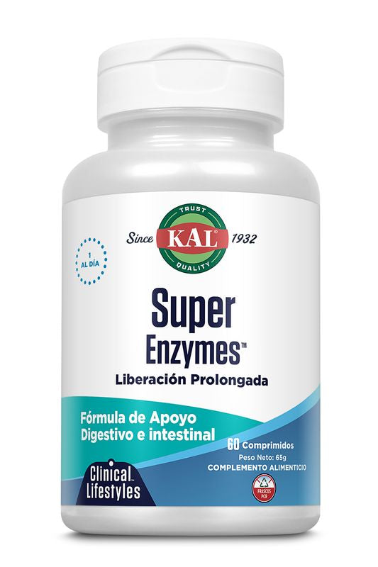 Kal Super Enzymes 60 Comp Accion Prolongada, 60 Comprimidos      