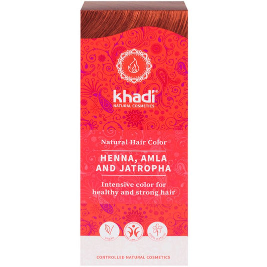 Khadi Henna Natural Con Amla Y Jatropha Rojo , 120 gr