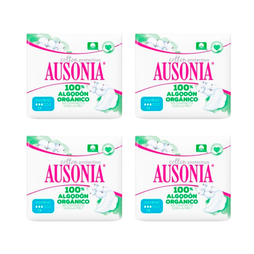 Pack 4 X Ausonia Organic Cotton Normal, 48 Unidades