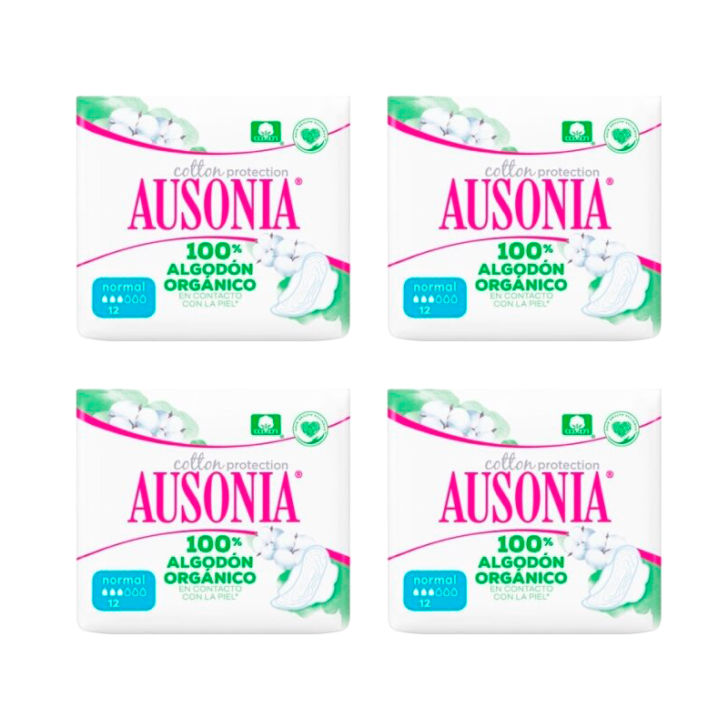Pack 4 X Ausonia Organic Cotton Normal, 48 Unidades