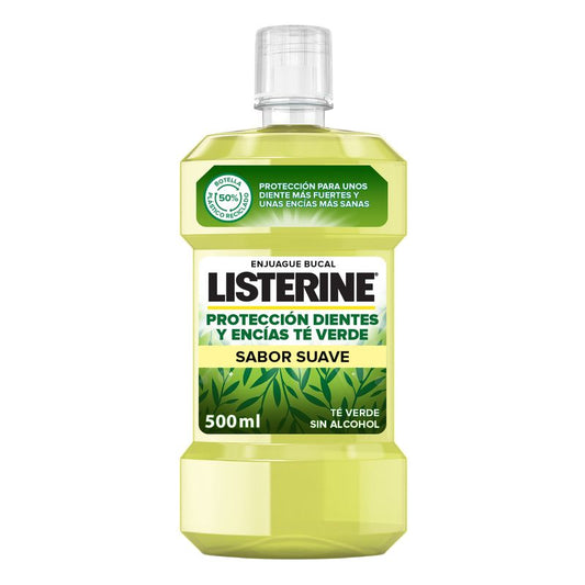 Listerine Enjuague Bucal Protección Dientes Y Encías, Sabor Té Verde Sin Alcohol, 500 ml