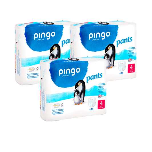 Pack 3 X Pingo Pants- Braguitas Ecológicas, Talla 4 (30 Unidades)