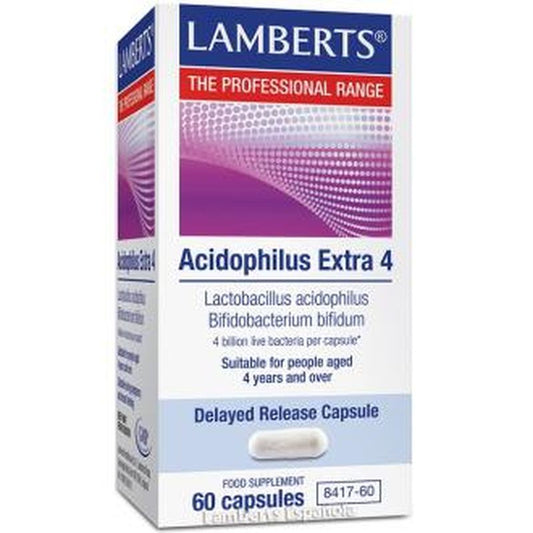 Lamberts Acidofilus Extra 4 S/Leche 60 Cápsulas (Refrigeracion) 