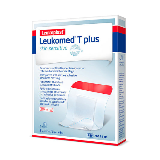 Leukoplast Leukomed T Plus Skin Sensitive, 8 cm x 10 cm , 5 unidades