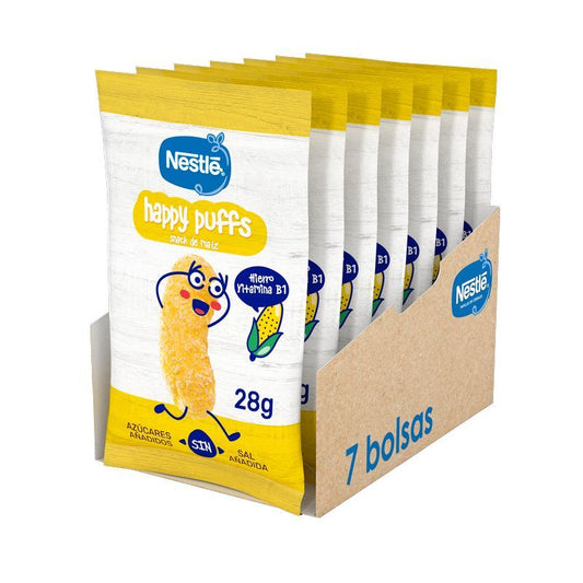 Nestlé Healthy Snacking Happy Puffs Maíz Natural , 28g  x 7 unidades