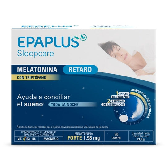 Epaplus Sleepcare Melatonina Retard Balance Con Triptófano, 60 comprimidos