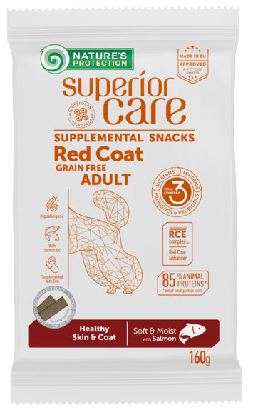 Natures Protection Superior Care Red Coat Snack Hypoallergenic Para Perros. Piel Y Pelaje De Salmón 160Gr