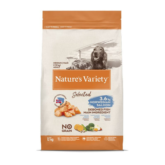 Nature'S Variety Canine Adult Selected Md/Mx Salmon 12Kg, pienso para perros