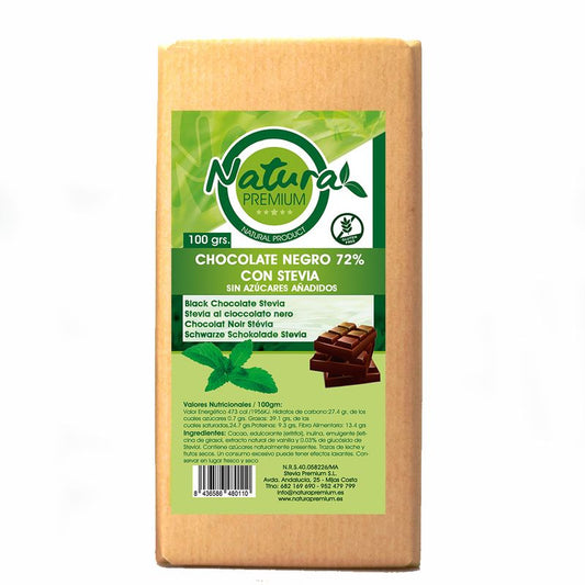 Natura Premium Stevia Chocolate Cacao 72%  , 100 gr