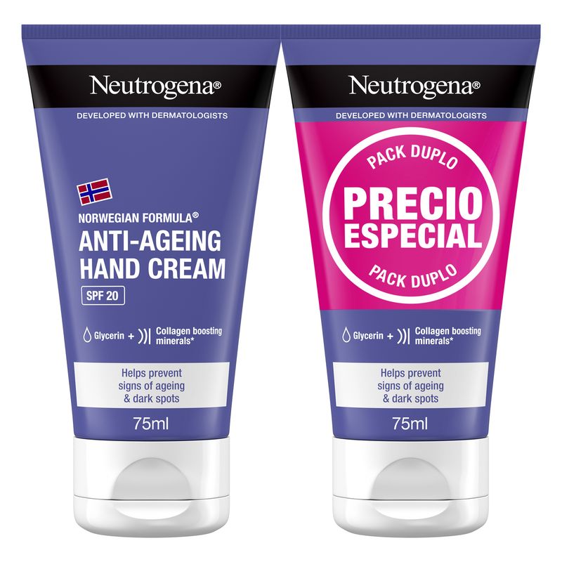 Neutrogena  Crema de Manos Antiedad Antimanchas SPF20,  2 x 75 ml