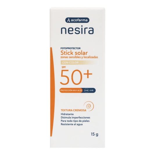 Nesira Stick Solar Zonas Sensibles Spf50+ con color , 15 gr