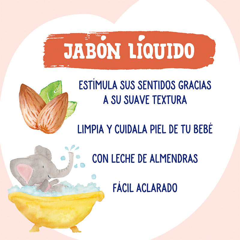 Nenuco  Jabón Para Baño, Con Leche De Almendras Dulces, Para Cuerpo Y Cabello, 650 ml