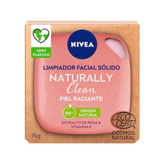 NIVEA Naturally Clean Limpiador Facial Sólido Piel Radiante, 75 gr