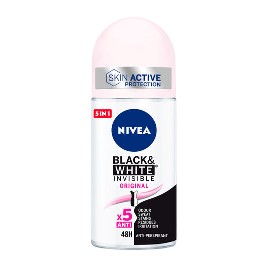 NIVEA Black & White Invisible Original Roll On Desodorante, 50 ml