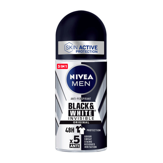 NIVEA Men Black & White Invisible Original Roll On Desodorante, 50 ml
