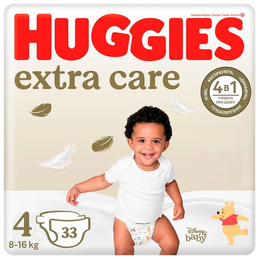 Huggies Extra Care  Pañal Para Bebé Recién Nacido Talla 4 (8-14Kg) , 33 unidades