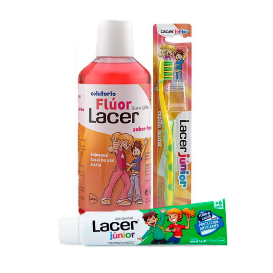 Lacer Pack Junior Menta (Colutorio+ pasta de dientes + cepillo de dientes)