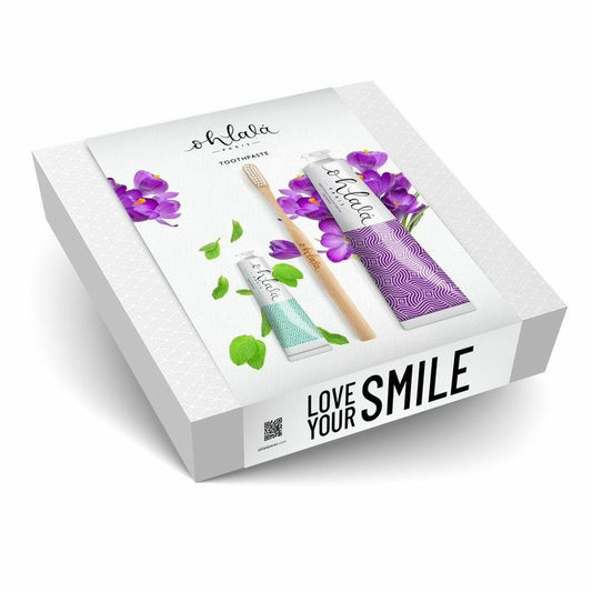 Ohlala Toothpaste " Cool Set " (Violeta Menta 75ml + Menta Fresca 15 ml + Cepillo Dientes Bamboo)