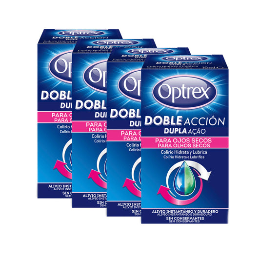 Optrex Colirio Multidosis Doble Acción Para Ojos Secos Pack 4x10 ml