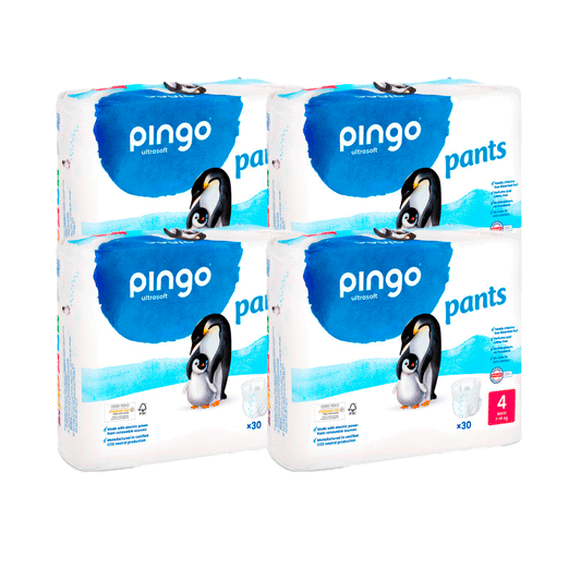 Pack 4 X Pingo Pants- Braguitas Ecológicas, Talla 4 (30 Unidades)