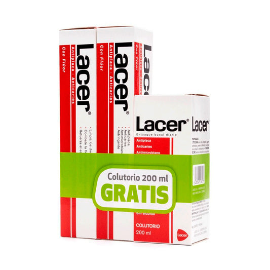 Lacer Kit 2 Pasta Dentífrica, 125 ml + Colutorio Lacer, 200 ml