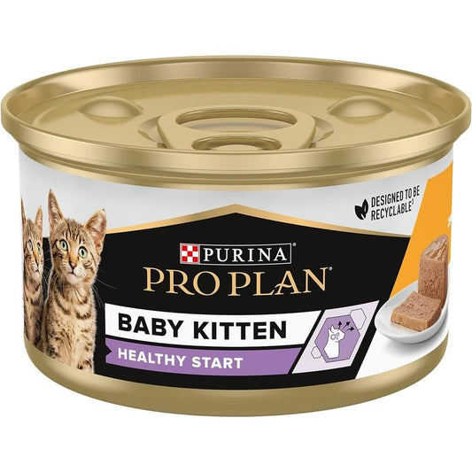 Purina Pro Plan Feline Baby Kitten Mousse Pollo 24X85Gr, comida húmeda para gatos