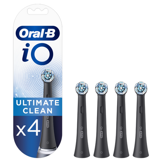 Oral-B Braun iO Ultimate Clean Negro Cabezales De Recambio, Pack De 4 Unidades