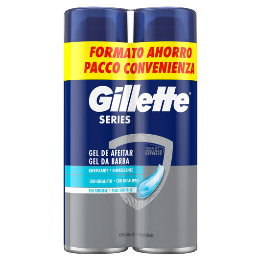 Gillette Series Gel De Afeitar Refrescante Con Eucalipto , 2x200 ml