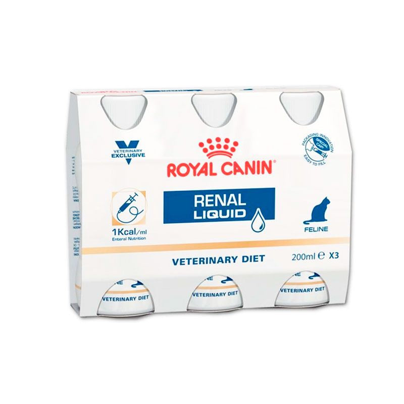 Royal Canin Veterinary Renal Liquido 3X200Ml, comida húmeda para gatos