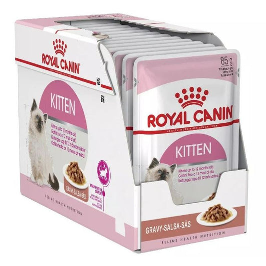 Royal Canin Kitten Salsa Pouch Caja 12X85Gr, comida húmeda para gatos