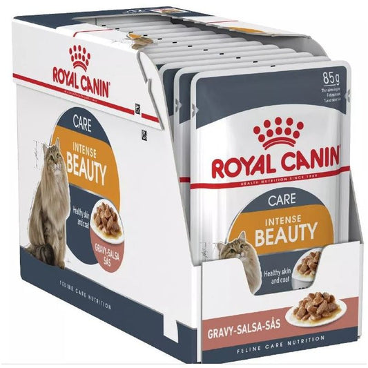 Royal Canin Adult Intense Beauty Pouch Gelatina Caja 12X85G, comida húmeda para gatos