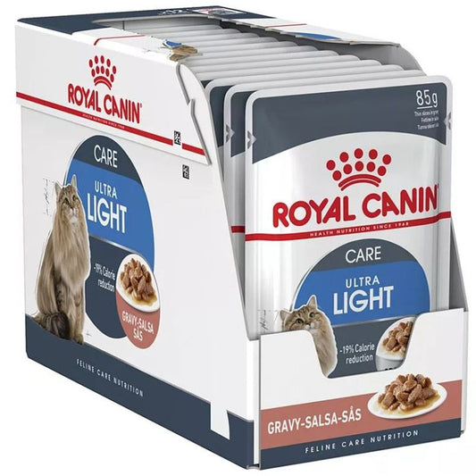 Royal Canin Adult Ultra Light Pouch Gelatina Caja 12X85Gr, comida húmeda para gatos