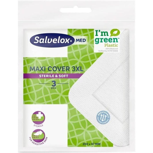 Salvelox Maxi Cover 3Xl Piel Sensible, 3 Apósitos De 200 X 97 Mm