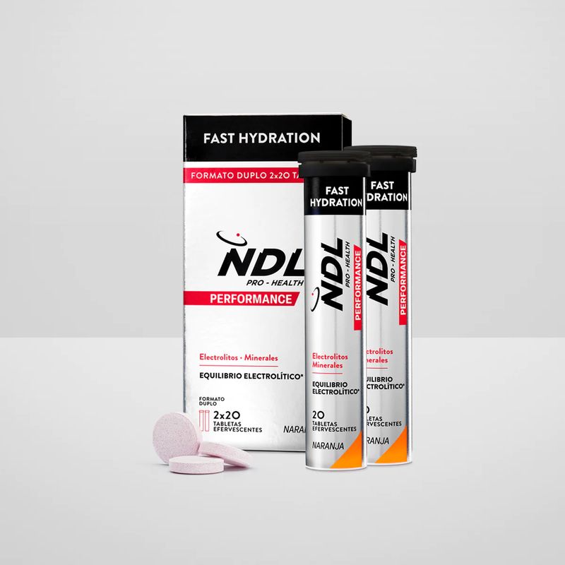 NDL Pro-Health Hidratación Rápida Tabletas Efervescentes sabor Naranja, Pack 2, 40 Tabletas