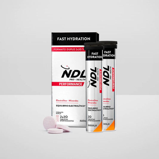 NDL Pro-Health Hidratación Rápida Tabletas Efervescentes sabor Naranja, Pack 2, 40 Tabletas