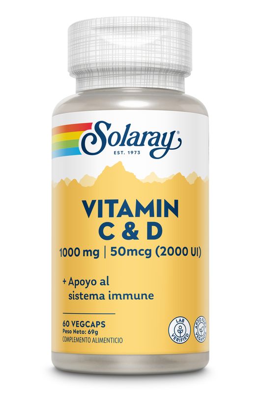 Solaray Vitamina C & D, 60 Cápsulas      