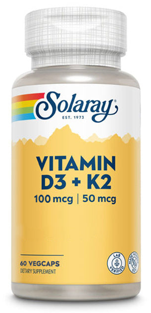 Solaray Vitamina D3 & K2 , 60 cápsulas   