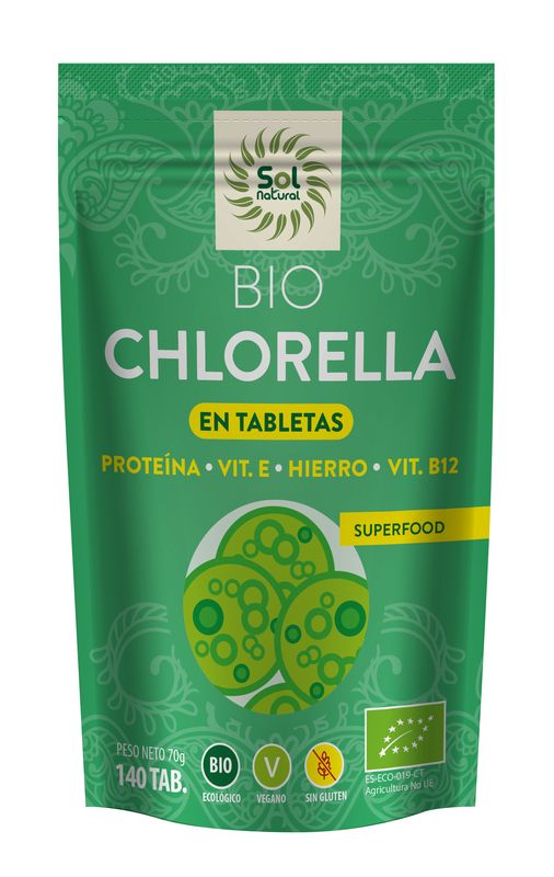 Solnatural Chlorella En Tabletas Bio, 140 Tabletas      