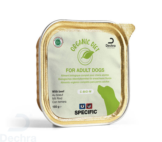 Specific Canine C-Bio-W Organic Beef Caja, 5X150 gr, comida húmeda para perros